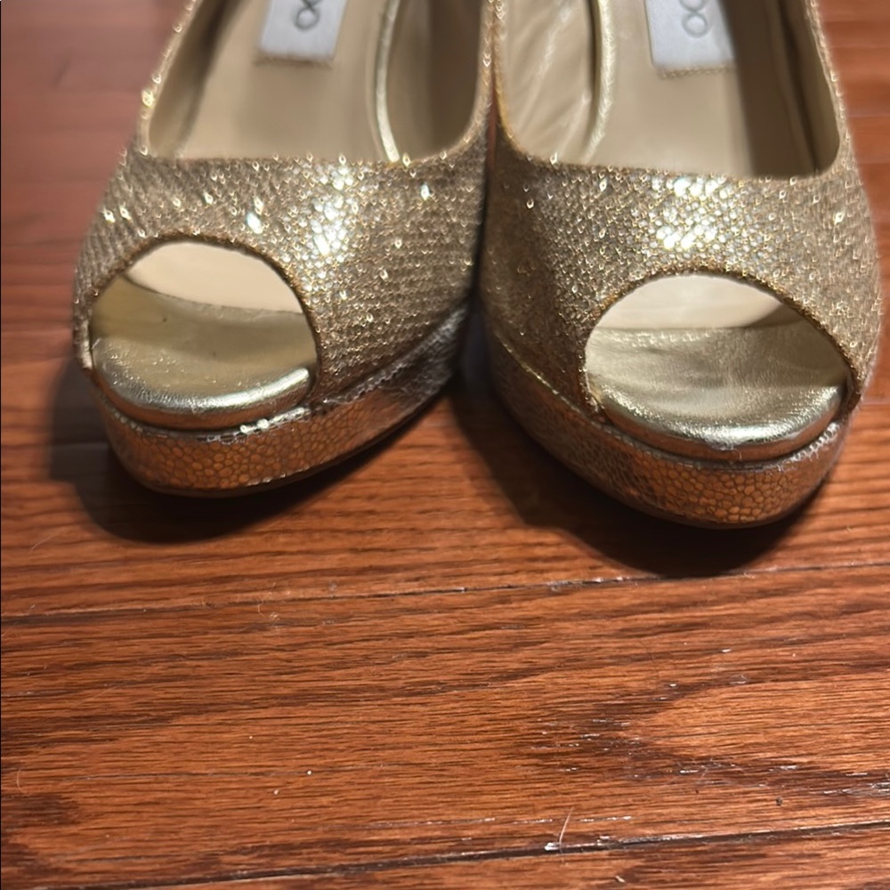 Jimmy Choo Glittering Gold Slingback Heels - Picture 2 of 14